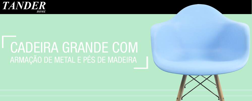 Cadeira Grande com Armação de Metal e Pés de Madeira - Tander Home Cadeira Grande com Armação de Metal e Pés de Madeira - Tander Home