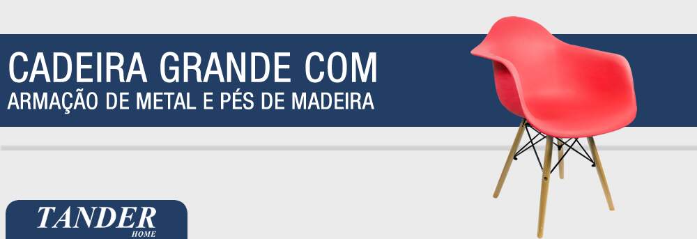 Cadeira Grande com Armação de Metal e Pés de Madeira - Tander Home Cadeira Grande com Armação de Metal e Pés de Madeira - Tander Home