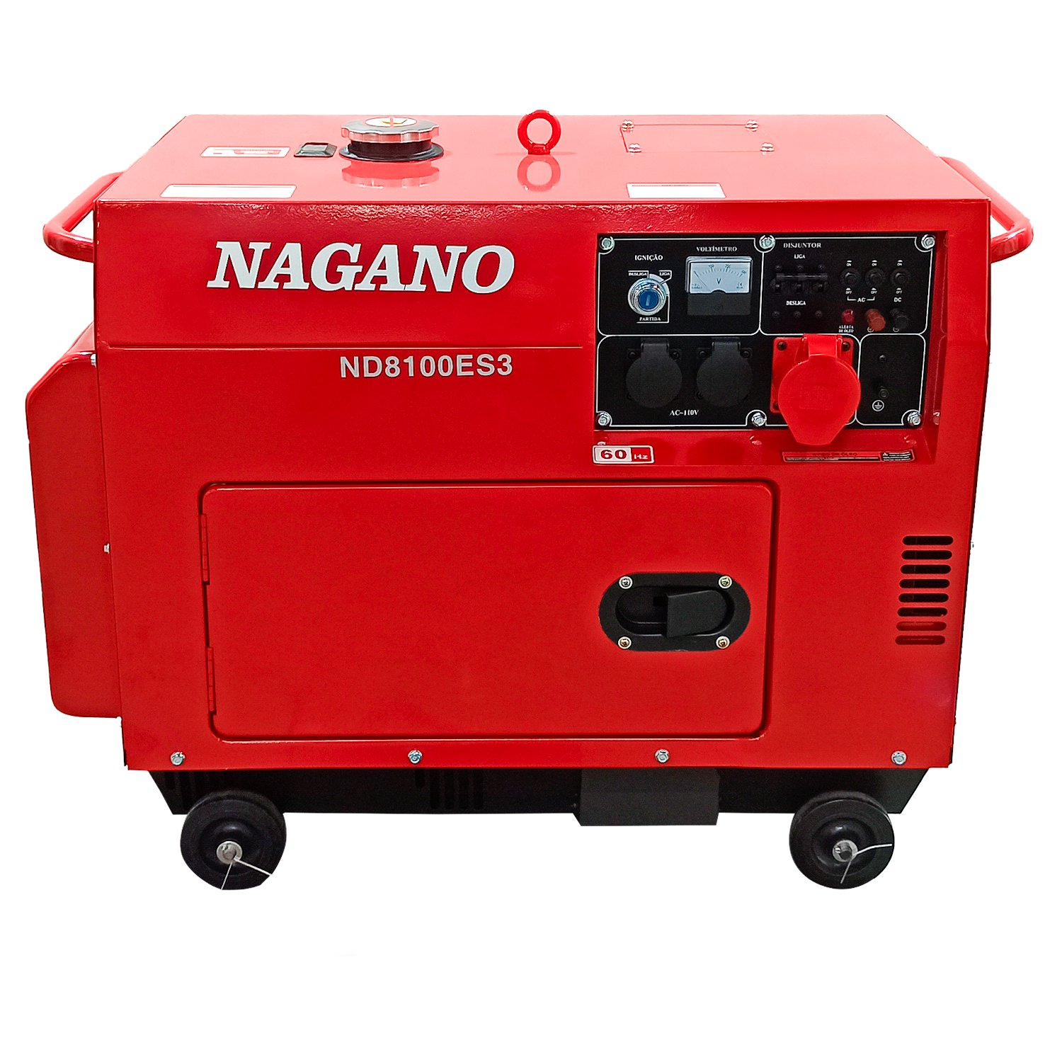 Gerador de Energia a Diesel 8kva Trifásico 110v/220v Silenciado Partida  Elétrica - Nagano