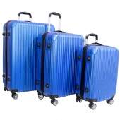 KIT Conjunto De Malas de Viagem P/M/G em Abs - Azul