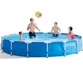 Piscina Circular de Armação de Metal Galvanizado 4.57m x 84cm 11.325 Litros Bomba Filtro - 110v