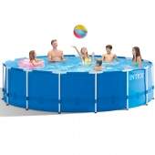 Piscina Circular de Armação de Metal Galvanizado 4,57m x 1,22m 16.805 Litros Bomba e Filtro - 110v