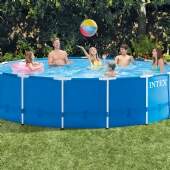 Piscina Circular de Armação de Metal Galvanizado 4,57m x 1,22m 16.805 Litros Bomba e Filtro - 110v