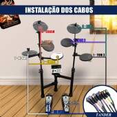 Bateria Eletrônica com 7 Pads 2 Pedais Par de Baquetas