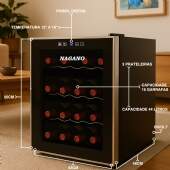 Adega de Vinhos Climatizada 16 Garrafas 44 L Display Digital Bivolt