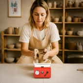 Mini Torno Elétrico Giratório para Cerâmica Pintura e Modelagem Bivolt 30w