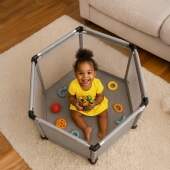 Cercadinho para Beb� Chiqueirinho Crian�a Hex�gono Cinza