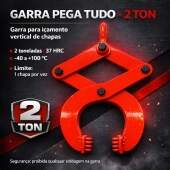 Garra Pega Tudo Viga Tubo Material Pedra Vidro Chapas de Aço 2 Ton