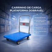 Carrinho de Carga Plataforma Dobrável 300kg Aço