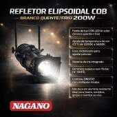 Refletor Elipsodial 19º COB Branco Quente/Frio 200w DMX Bivolt
