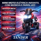 Mini Moto Elétrica Infantil com Som e Farol Led