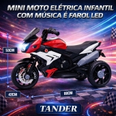 Mini Moto Elétrica Infantil com Som e Farol Led