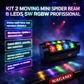 KIT 2 Moving Mini Spider Beam 8 Leds 5w RGBW DMX Profissional