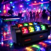 KIT 2 Moving Mini Spider Beam 8 Leds 5w RGBW DMX Profissional