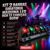 Kit 2 Barras Girat�ria M�quina Led RGB 12 Cabe�as 800w