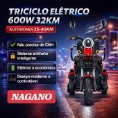 Triciclo Elétrico 600w 32km Sem CNH Autonomia 35-40Km
