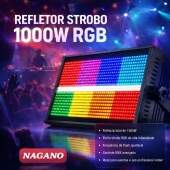 Refletor Strobo 1000w RGB Led DMX512 Display Digital Bivolt