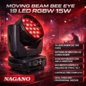 Moving Beam Bee Eye 19 LED RGBW 15w DMX512 Painel Digital
