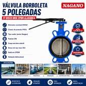 Válvula Borboleta 5 Polegadas FF Disco Inox EPDM Alavanca