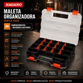 Maleta Organizadora Dupla Face 34 Compartimentos com Divisórias Ajustáveis 32 x 27 x 8 cm