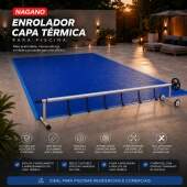 Enrolador Capa Térmica Piscina Aço Inox Tubo Ajustável 3,4 a 4,2 m