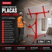 Elevador Compacto Placas Drywall Gesso 3,35m Suporte Inclinável