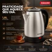 Chaleira Elétrica Nagano 1,8 Litros para Café Chá Chimarrão