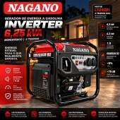 Gerador de Energia a Gasolina 6,25kVA 4T 9HP Inverter Monofásico