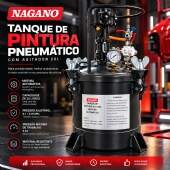 Tanque de Pintura Pneumático com Agitador 20L 6 Bar em Aço Inoxidável