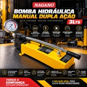 Bomba Hidráulica Manual Dupla Ação 3 Litros 63 MPa Alta Pressão com Alavanca