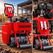 Rolo Compactador Vibratório 7 HP a Gasolina Pé de Carneiro 600 mm 13 kN com Tração Hidráulica