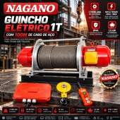 Guincho Elétrico 2 Toneladas 2000kg com Cabo de Aço 100 Metros 220V/380V Trifásico 3kW