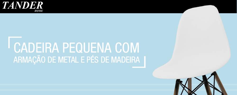 Cadeira Pequena com Armação de Metal e Pés de Madeira