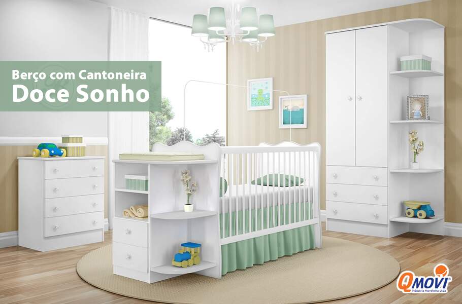 Berço com Cantoneira Doce Sonho para Bebês