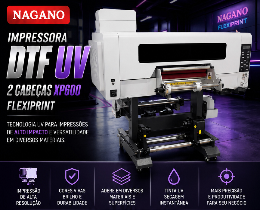 Máquina de Impressão DTF UV 2 Cabeças XP600 Flexiprint - Nagano | A…