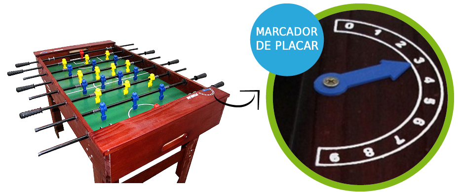 Mesa de Pebolim Especial 1072 - Klopf com Marcador de Placar Mesa de Pebolim Especial 1072 - Klopf com Marcador de Placar