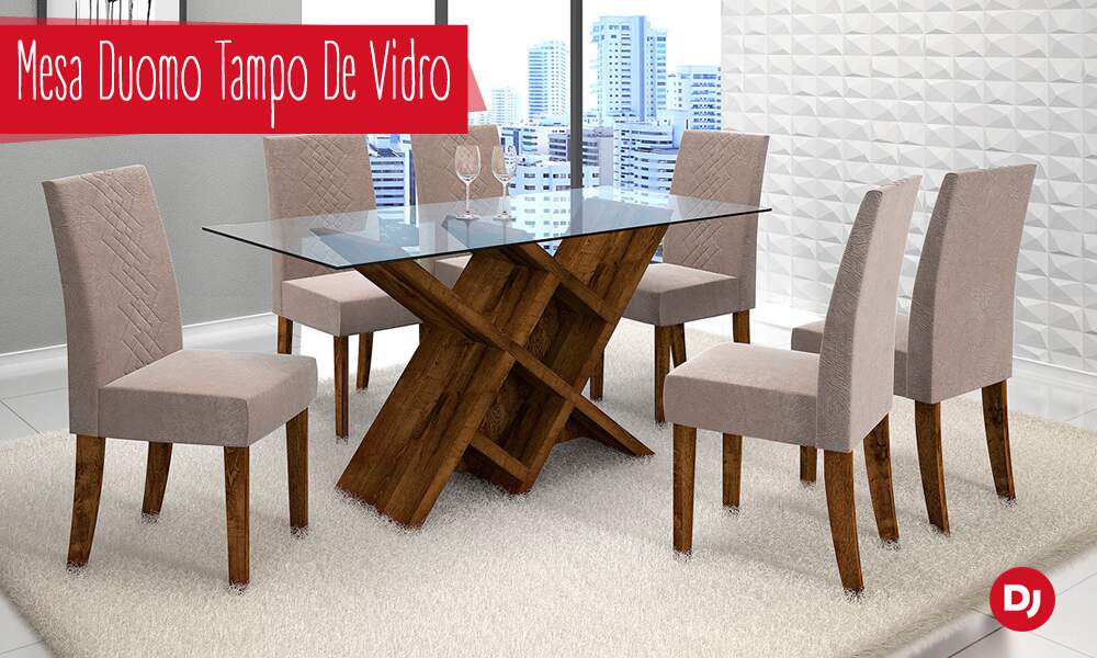 Mesa Duomo Tampo de Vidro