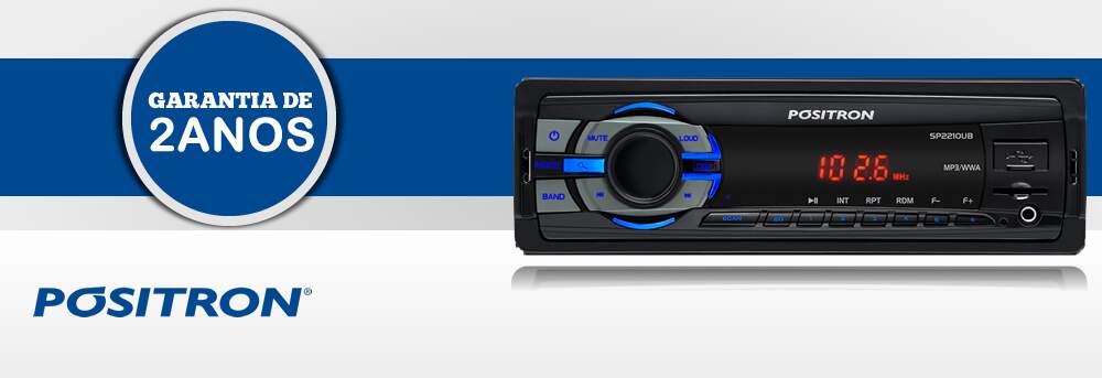 Som MP3 SP2210 UB com USB SD Card e Pé Frontal - Positron Som MP3 SP2210 UB com USB SD Card e Pé Frontal - Positron
