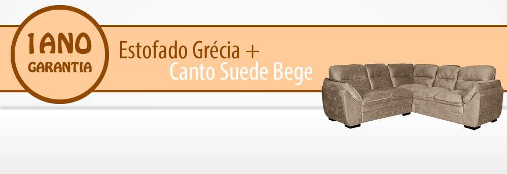 Estofado Grécia 2 Lugares mais Canto Suede Bege Estofado Grécia 2 Lugares mais Canto Suede Bege