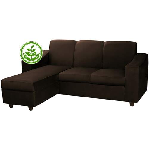 Estofado Bello 2 Lugares mais 
Chaise Removível Suede Liso Marrom Escuro 