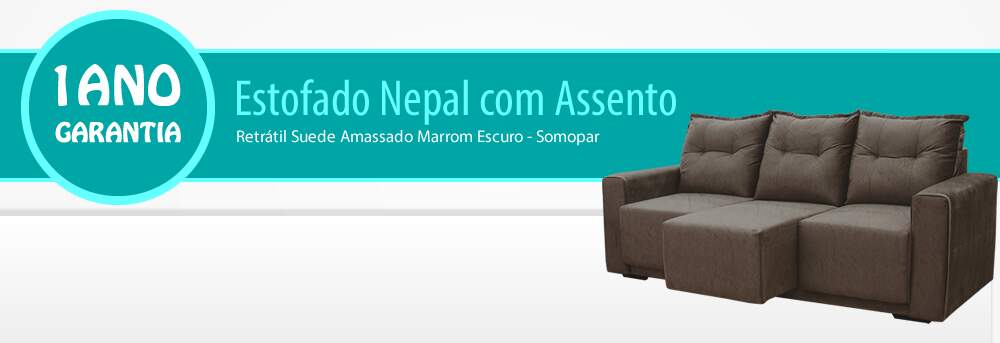 Estofado Nepal 3 Lugares com Assento Retrátil Suede Amassado Marrom Escuro Estofado Nepal 3 Lugares com Assento Retrátil Suede Amassado Marrom Escuro