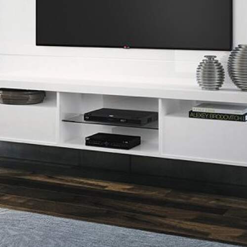 Painel Home Suspenso Livin 1.8 para TVs até 55 Pol, 2 Portas basculantes, Branco