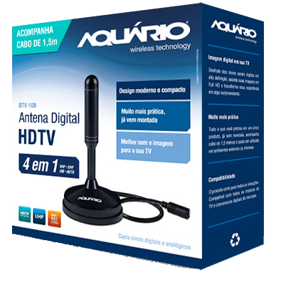 Antena Interna TV Digital HDTV - DTV-100 - Aquários Antena Interna TV Digital HDTV - DTV-100 - Aquários