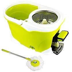 Balde Spin Mop 360 Inox com Pedal Alumínio Completo - Verde