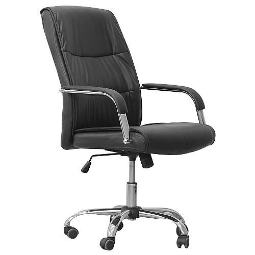 Cadeira Escritório Preto Base Móvel em PU