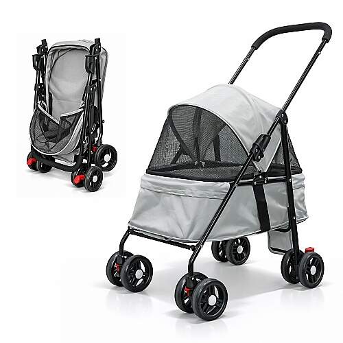 Carrinho de Passeio Pet para Cães e Gatos 10kg Dobrável