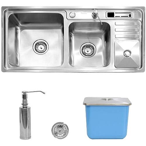 Cuba Aço Inox 304 Dupla Pia Cozinha Gourmet com Acessórios