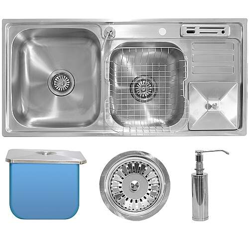 Cuba Aço Inox 304 Dupla Pia Cozinha Gourmet com Acessórios