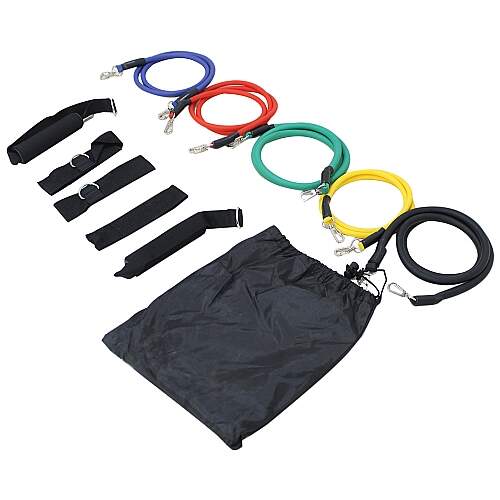 Kit Elástico Extensor 11 Itens Treinamento Funcional Pilates