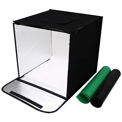 Estúdio Fotográfico Portátil 40x40cm 2 Barra Led 3 Fundos Bivolt